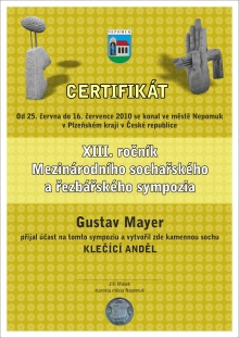 Certifikát Sympozium Nepomuk 2010